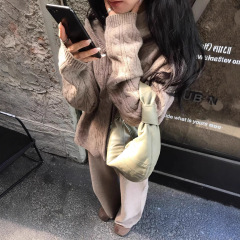 美式复古双拉链针织套装女2025秋冬连帽绞花毛衣＋阔腿裤两件套厚