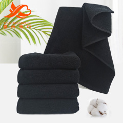 Wholesale pure cotton black towels, thick and absorbent, for men's beauty salons, barbershops, and logo printed gift towels