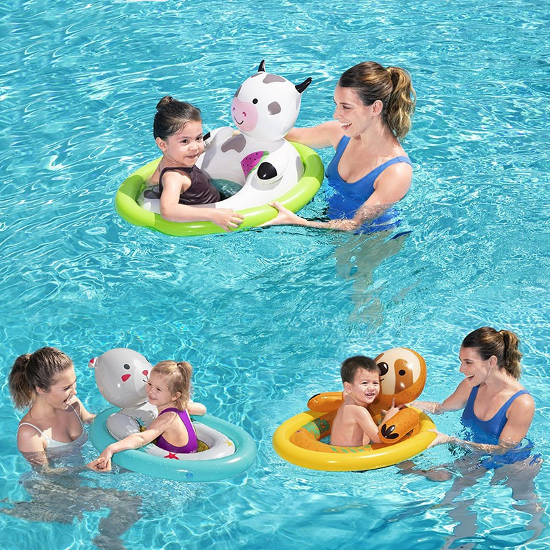 Niños asiento de natación bebé inflable anillo de natación engrosada vaca asiento anillo baño juego agua niños alrededor de 1-5 años de edad