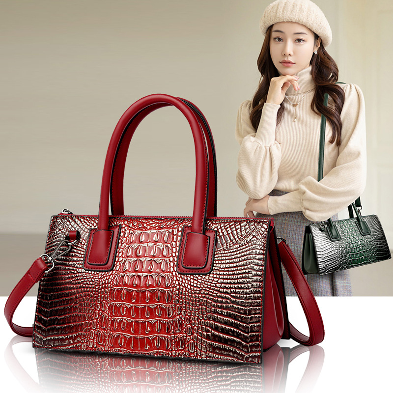 Bolsa de comercio exterior transfronteriza al por mayor bolsa de hombro europeo y americano de las nuevas mujeres casuales bolsa de cocodrilo patrón bolsa de gran capacidad