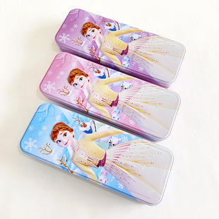 New cartoon Iron stationery box double-layer box metal pencil case pen storage box student supplies wholesale