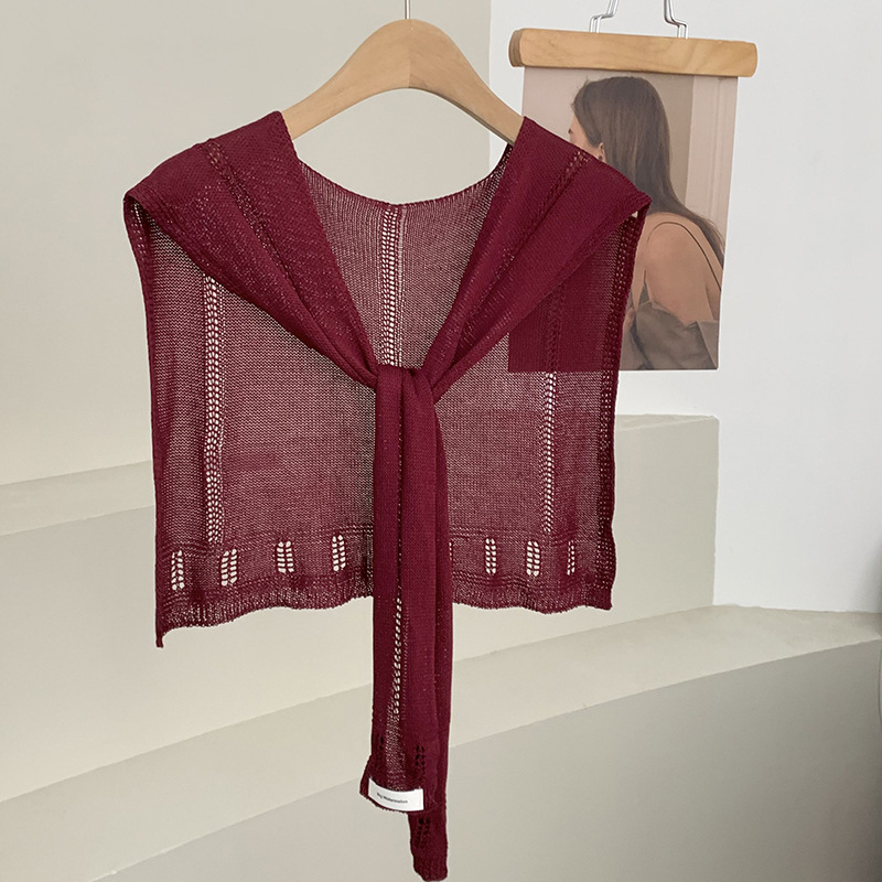 Chal de punto de alta calidad nueva bufanda multiusos en otoño, chal de color sólido con aire acondicionado, chaleco de cuello exterior