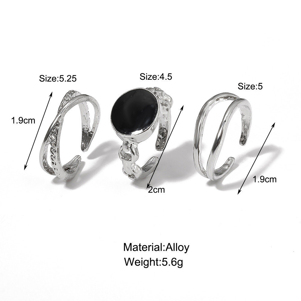 Fashion Round Alloy Enamel Plating Women's Open Ring 3 Pieces display picture 1