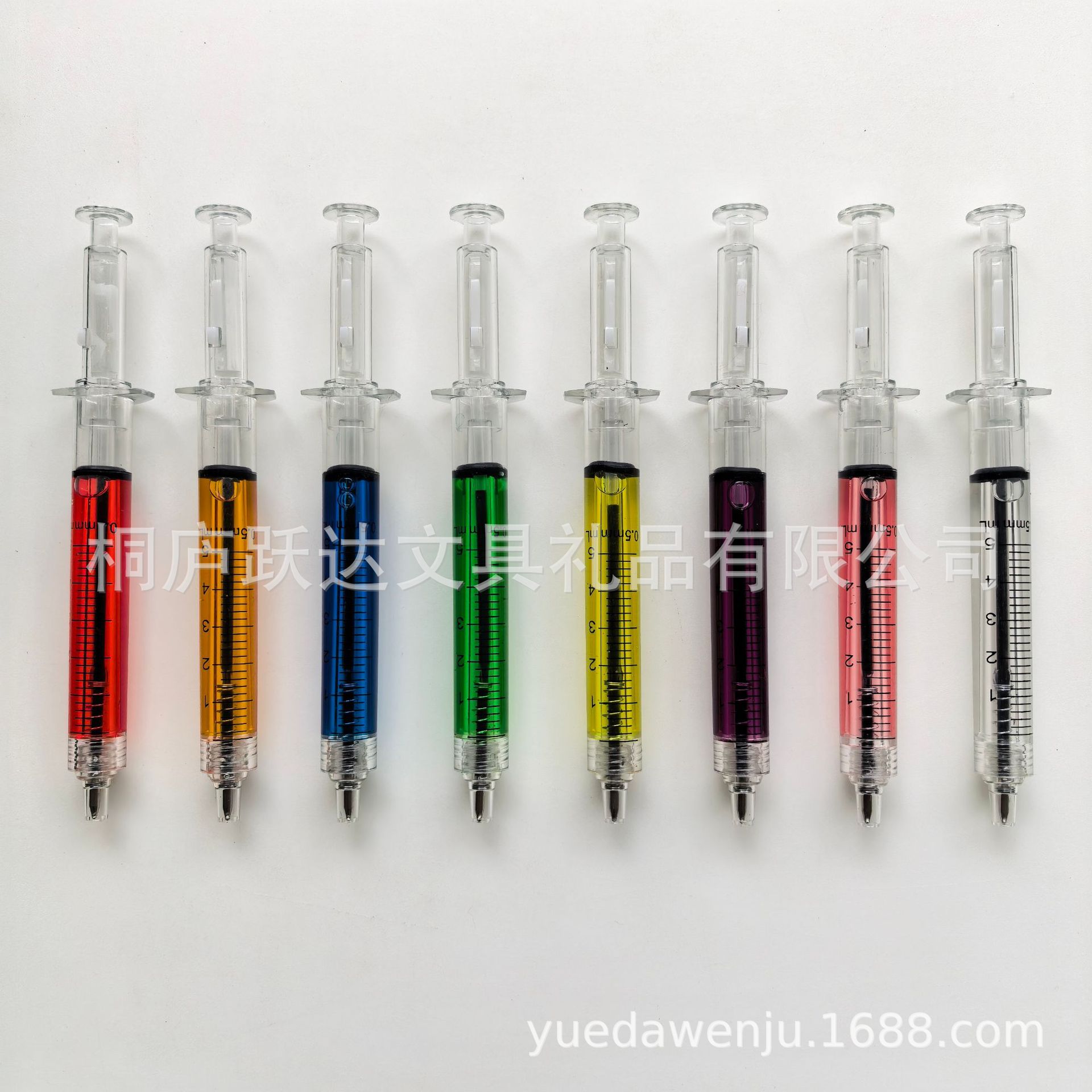 In-Stock Cartoon Syringe Ballpoint Pen, Transparent Plastic Realistic Syringe-Shaped Pen, Promotional Gift Pen