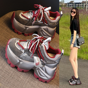 8790-12 Small Thick Sole Height Increased Fashion Torre Shoes Women's 2024 Autumn and Winter New Sports Casual Shoes