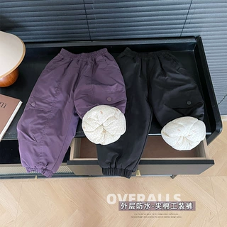 风之谷2024冬季新款童裤儿童韩版防水夹棉工装裤男童加厚保暖棉裤