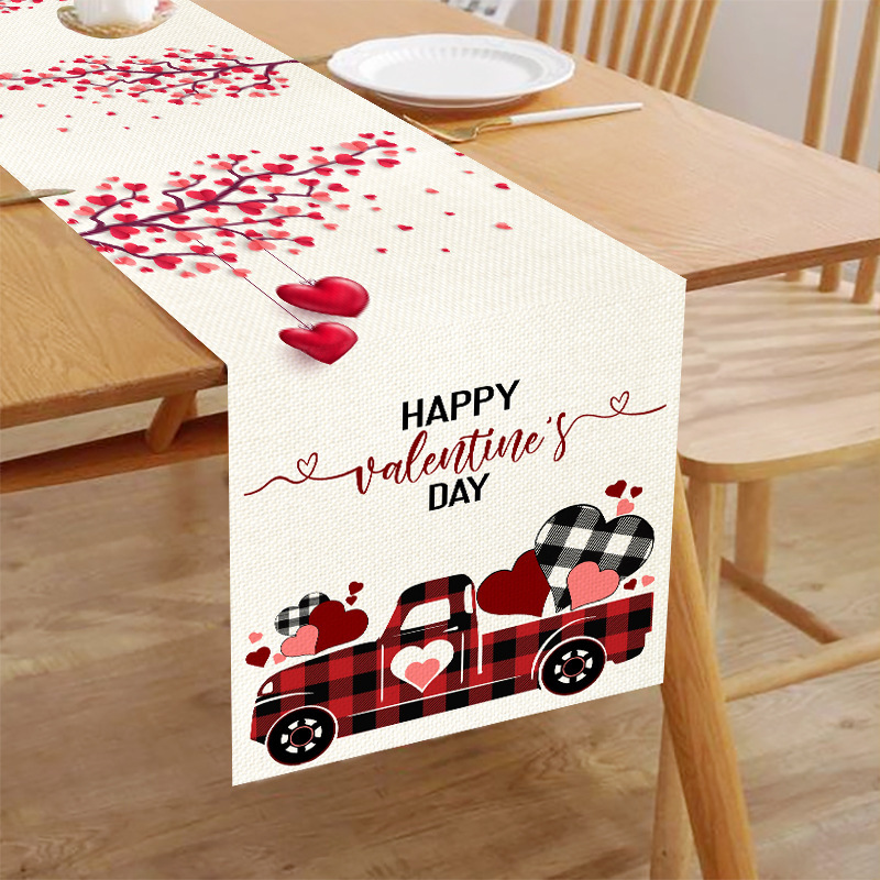 Amazon transfronterizo Día de San Valentín corredor de mesa de impresión digital huevo colorido nórdico restaurante occidental anti-fouling aislamiento térmico mantel decorativo
