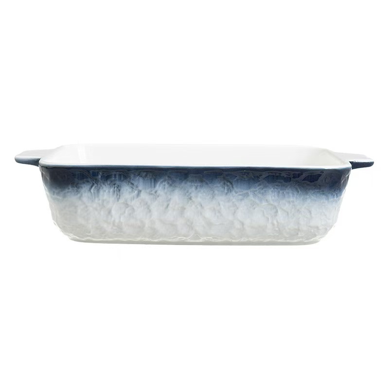 Placa de horno de cerámica rectangular para horno de horno de doble oreja para horno de microondas para horno de hotel al por mayor