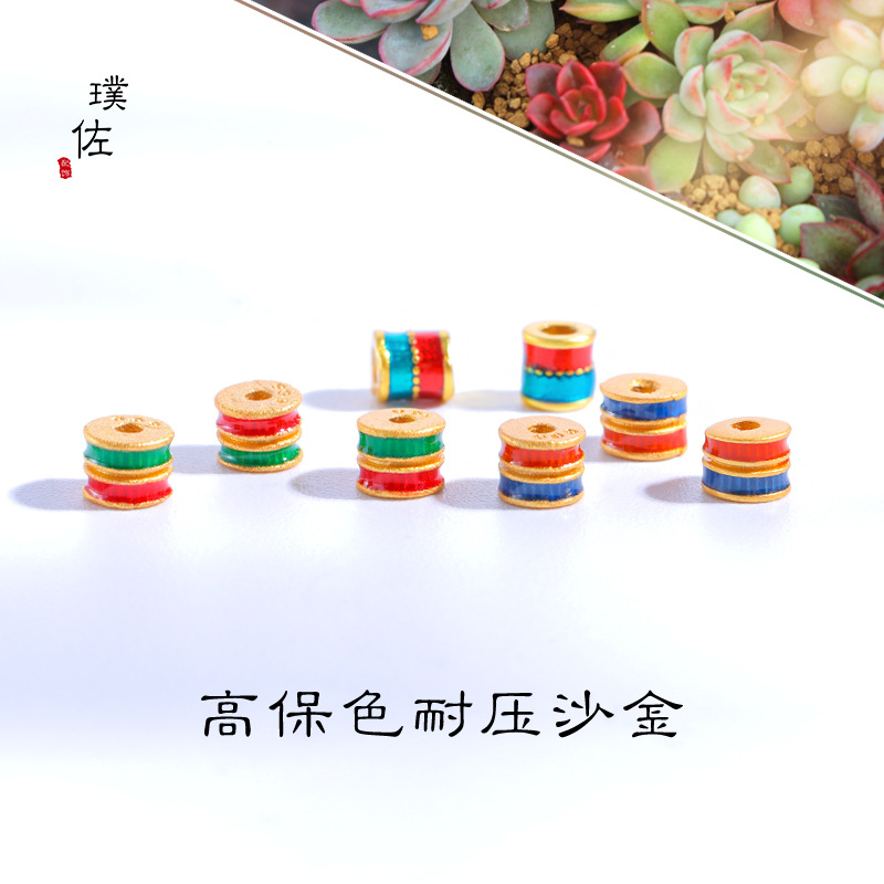 兔兒爺蹦迪手鍊隔片隔珠散珠diy配件項鍊毛衣鏈配飾琺瑯彩燒藍女