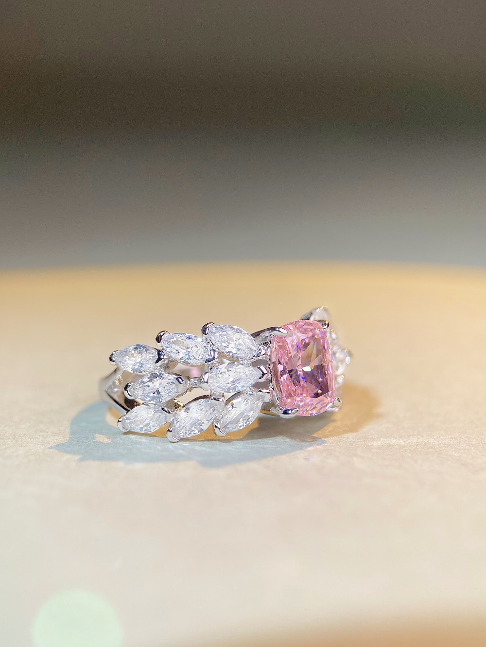 Fashion Rhombus Sterling Silver Plating Zircon Rings 1 Piece