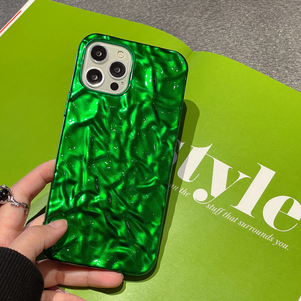 Emerald tin foil suitable for iPhone14Promax Apple 13 mobile phone case 12 irregular tin foil plating 11 soft_voghion.com