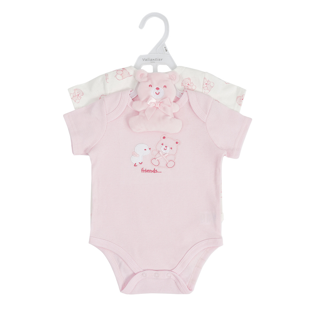 Conjunto de tres piezas de ropa para bebé recién nacido, ropa de dormir, juguetes de confort, pelele triangular para gatear, venta al por mayor transfronteriza 2025