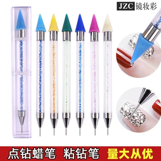 批发双头美甲点钻蜡笔粘钻笔两用蜡笔点花针点钻卸钻笔工具点蜡笔