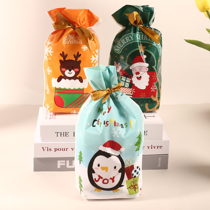 2023 New Snowflake Cookies Packaging Bags Christmas Gift Bags, Candy & Biscuit Zip-Lock Bags, Peaceful Fruit Drawstring Pouches