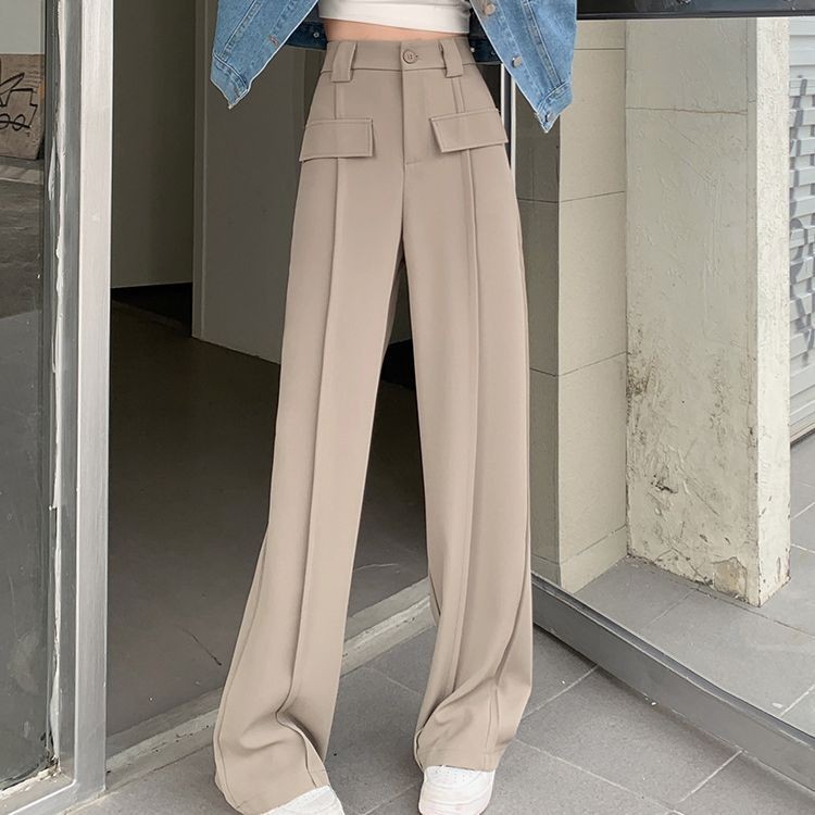 スーツパンツ レディース 夏 ハイウエスト 薄い 新しいスタイル 2025 大きいサイズ ストレート スリム フロアレングス ワイドレッグ パンツ 女性用|undefined