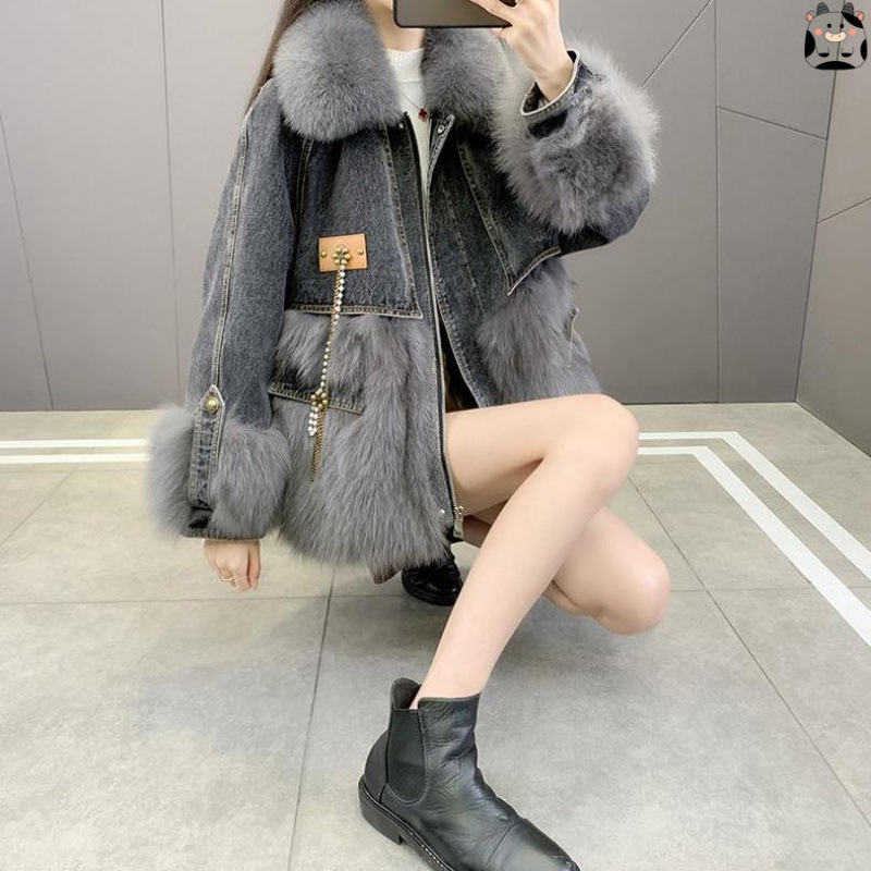 2026 Autumn/Winter New Fashion Fox Fur Young Parka Women's Short down Jacket Leather Coat