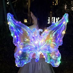 发光炫彩透明蝴蝶翅膀背饰气球儿童生日装饰场景布置夜市摆摊批发
