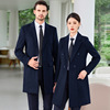 wool overcoat men and women Same item Mid length version Navy Blue Fur overcoat With cotton thickening keep warm With cotton coat work clothes