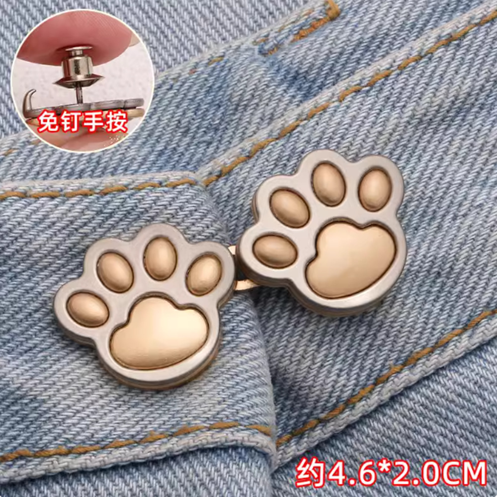Botón de cintura de garra de gato desmontable ajustable botón de cintura de falda gran reducción sin clavos sin costura jeans fijo pin