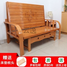 Xx可折叠沙发床两用双人多功能竹床客厅家用经济型推拉简易硬板凉