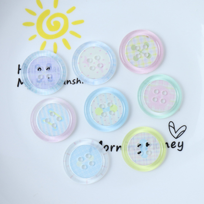 Four-Hole Flat Shirt Buttons Wholesale New Models in Stock Colorful Buttons DIY Cream Glue Phone Case Accessories Buttons