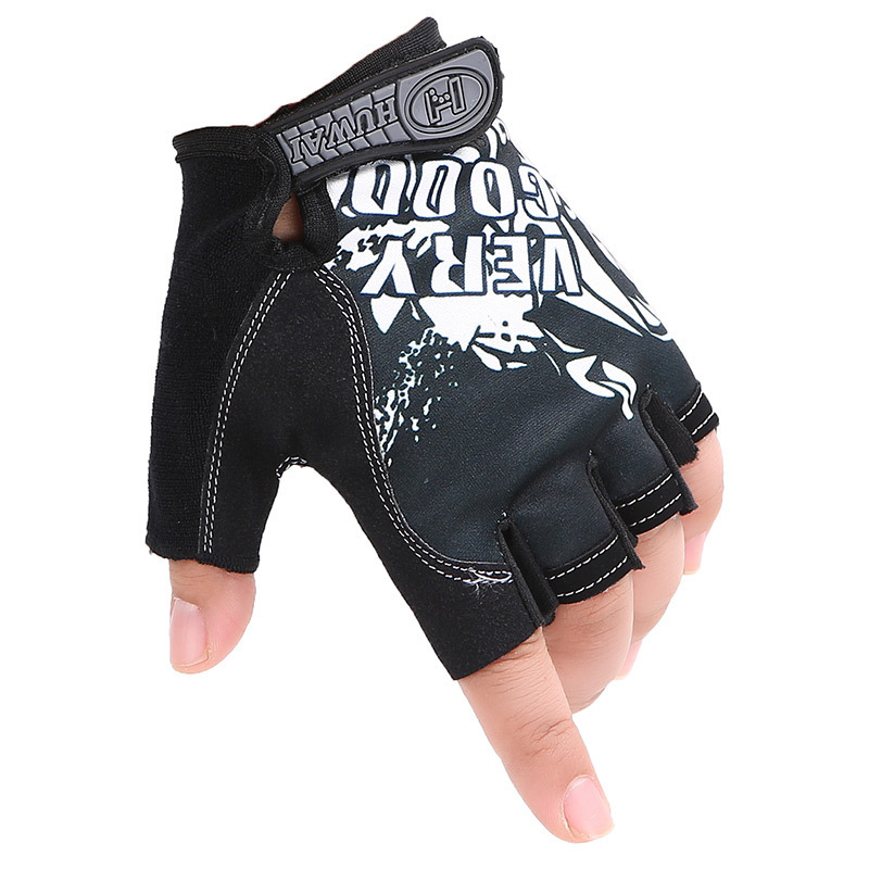 Printed letters half finger black