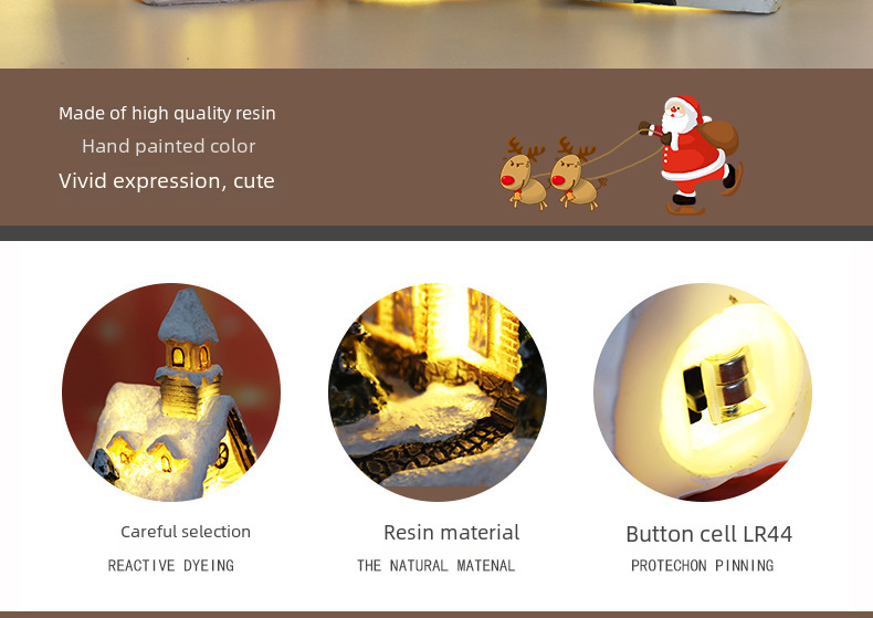 Cross-border New Christmas Decorations Resin Small House Micro Landscape Resin House Christmas Creative Luminous Small House_voghion.com