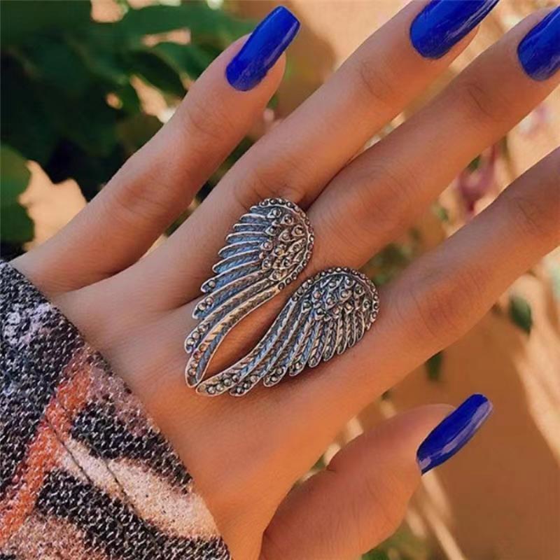 18g Weight Open Ring Classification Hip-hop Retro Punk Wings Alloy Plating Women's Open Ring