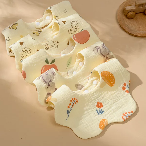 Baby Six-Layer Gauze Petal Bib Pure Cotton Class a Saliva Towel Newborn Bib Unisex Spring and Summer Thin Style