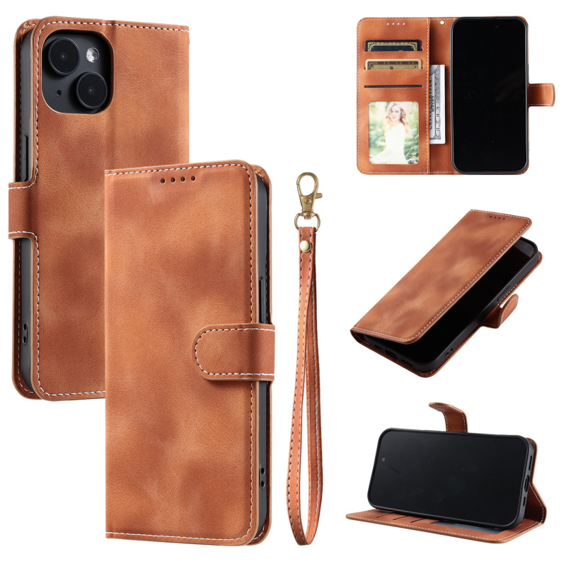 The new product is suitable for Apple 16 series skin feeling 11 solid color 15plus leather case 12mini hand rope 6P anti-fall X/XS