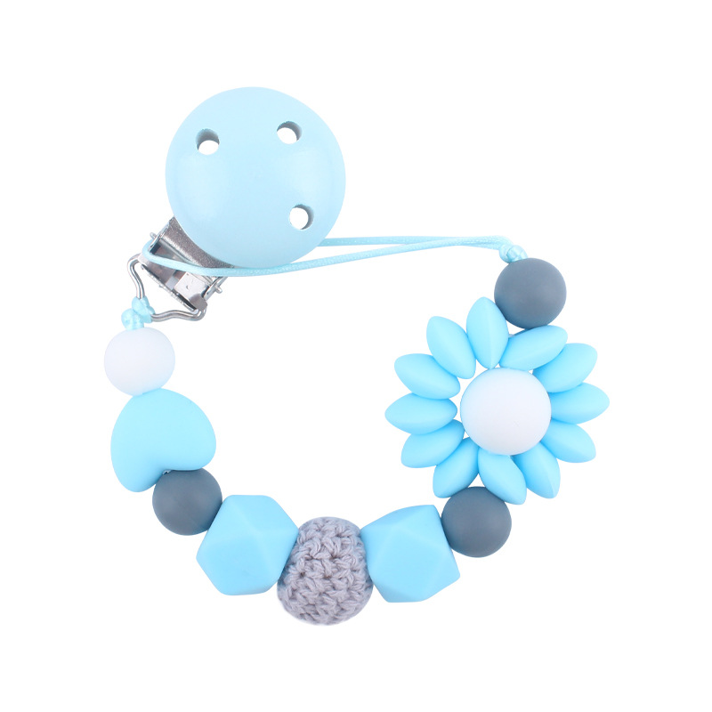 Bebé de dibujos animados flor chupete cadena creativa bebé cuentas de silicona mordedura molar cadena anti-caída Amazon nuevo