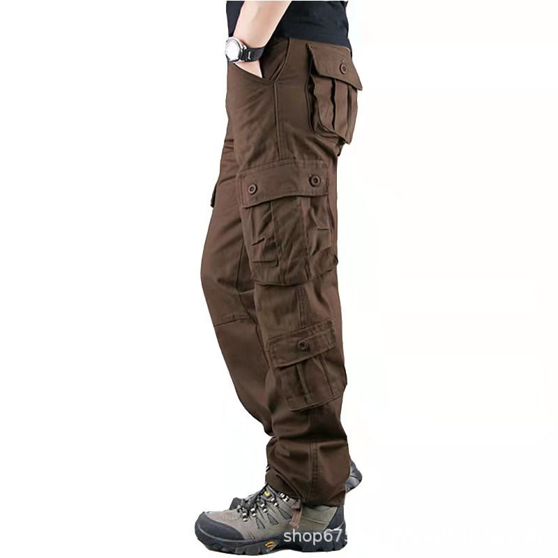 Multi-Bolsillo overoles pantalones casuales de los hombres al aire libre resistente al desgaste táctico más tamaño suelto recto 8-Bag pantalones de comercio exterior