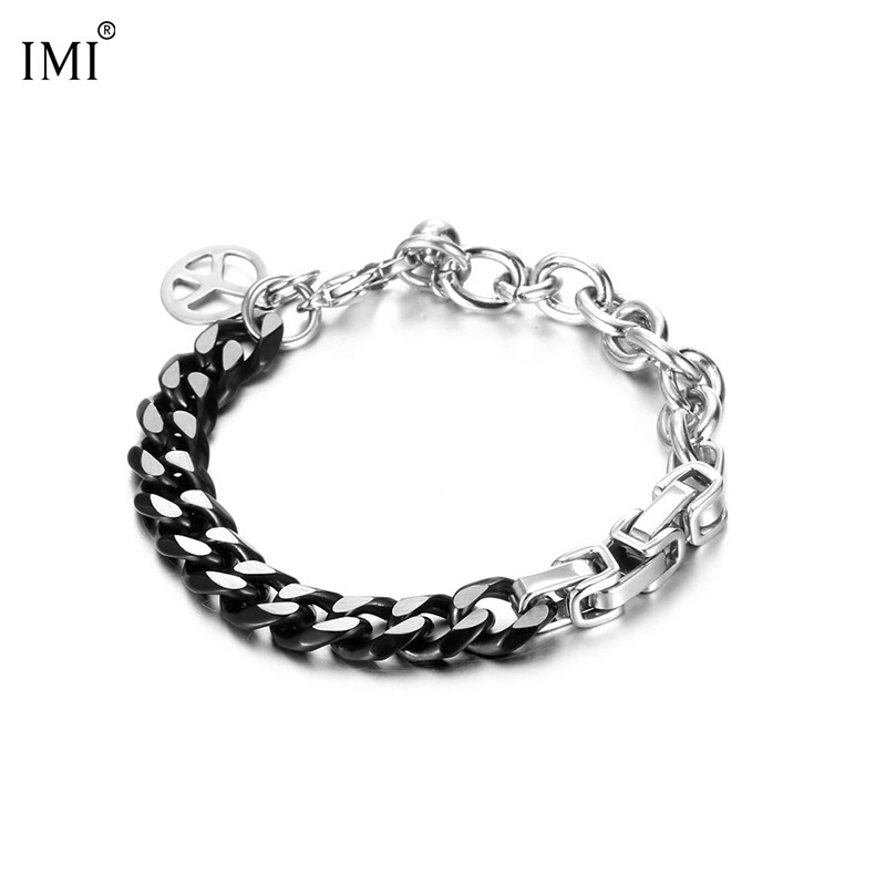 IMI Cuban Chain Titanium Steel Bracelet Men's Personality Splicing Hip Hop Bracelet Girls' Fashion Brand YL227 IMI Cuban Chain Titanium Steel Bracelet Men's Personality Splicing Hip Hop Bracelet Girls' Fashion Brand YL227
