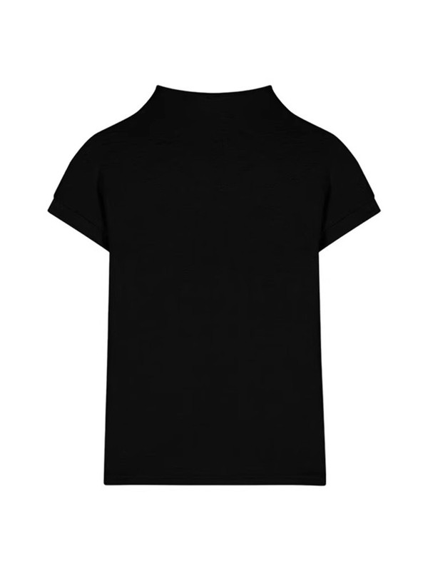 ハーフタートルネックブラックアイスシルクニット半袖Tシャツレディース夏タイトフィット万能Tシャツスリムでエレガントな万能トップ|undefined
