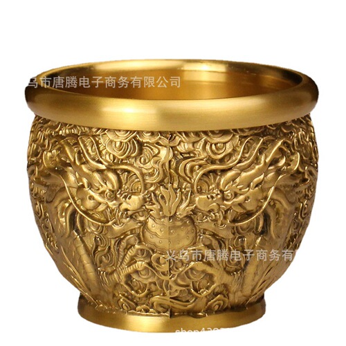 Pure copper dragon pattern cylinder new Chinese style retro creative personality trend home living room office ashtray luxury large ornament