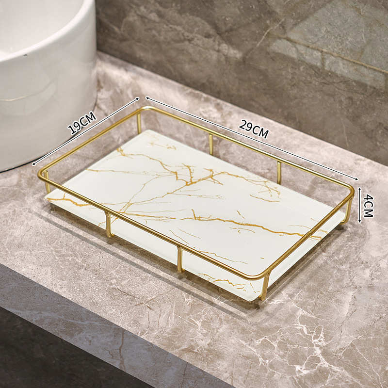 Baño inodoro lavabo lavabo lavabo caja de cosméticos estante de almacenamiento lavabo de lujo ligero bandeja de escritorio