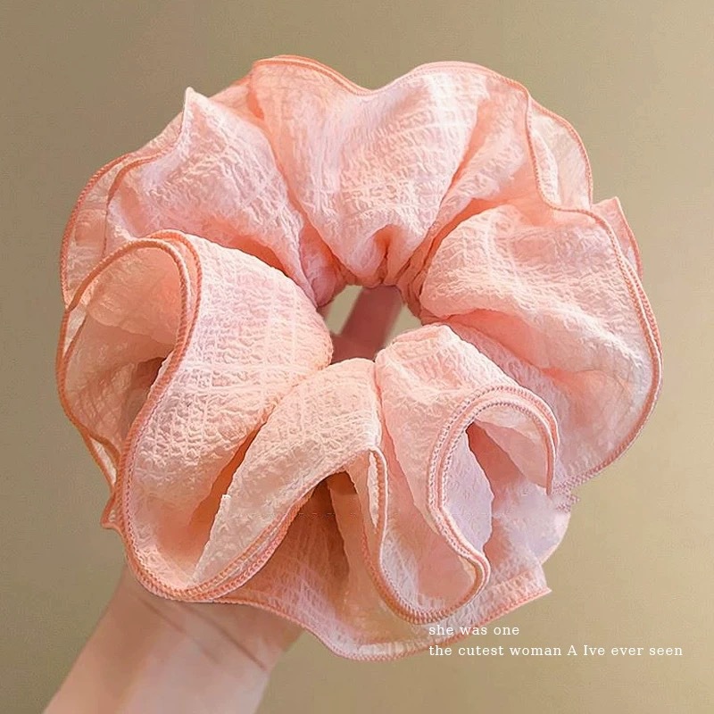 80# strawberry smoothie pink seersucker hair tie, approximately 16cm