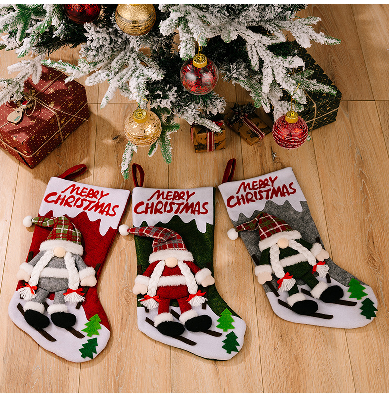 Forniture per decorazioni natalizie Bambola senza volto Calza della Befana Calzini grandi di Natale Sacchetto regalo Sacchetto regalo_voghion.com