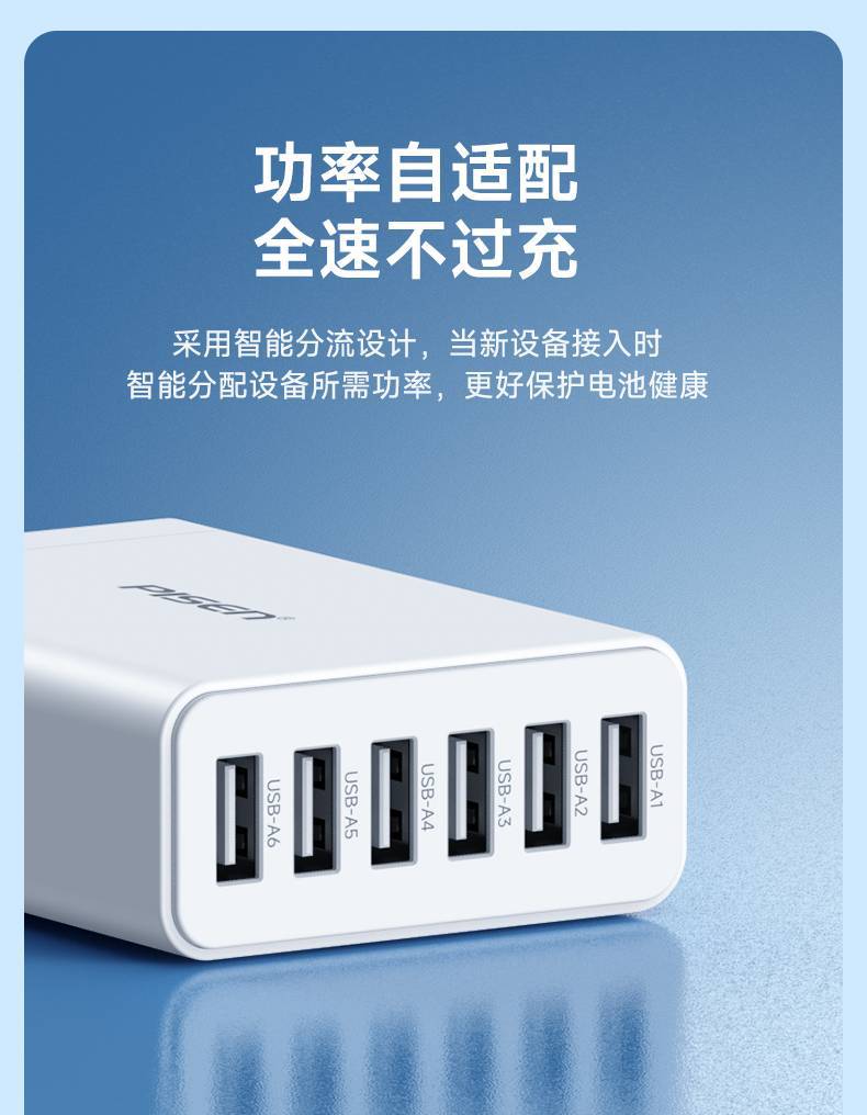 Pinsheng Çoklu USB Şarj Cihazı 30W Hızlı Şarj Çok Fonksiyonlu Fiş Altı Port Telefon Uyumlu Masaüstü Şarj Başlığı