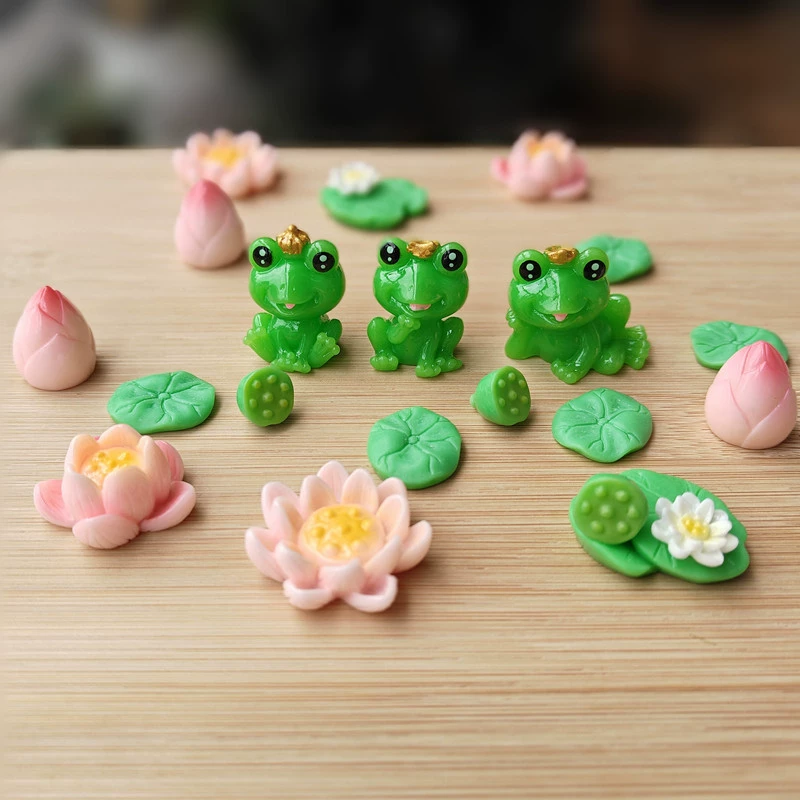 Новая смола украшение пруд маленький лягушка лотос бутон лотоса мини-аквариум микро-ландшафтный орнамент безделушки