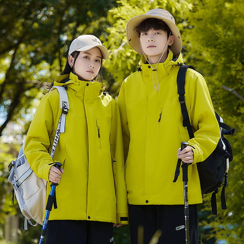 New Fashion Brand Three-in-One Detachable Outdoor Couple Mountaineering Suit Windproof Windproof Sports Jacket Windbreaker Jacket for Men