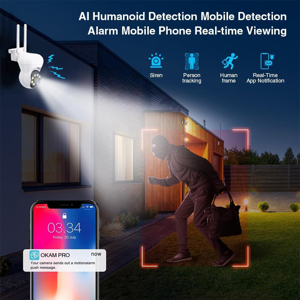 K21 security camera panoramic high-definition 1080p surveillance full color night vision outdoor camera ptz360 degree rotation 3