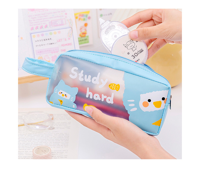 Cute Large Capacity Stationery Bag Pvc Cartoon Lead Pencil Case New Simple display picture 1