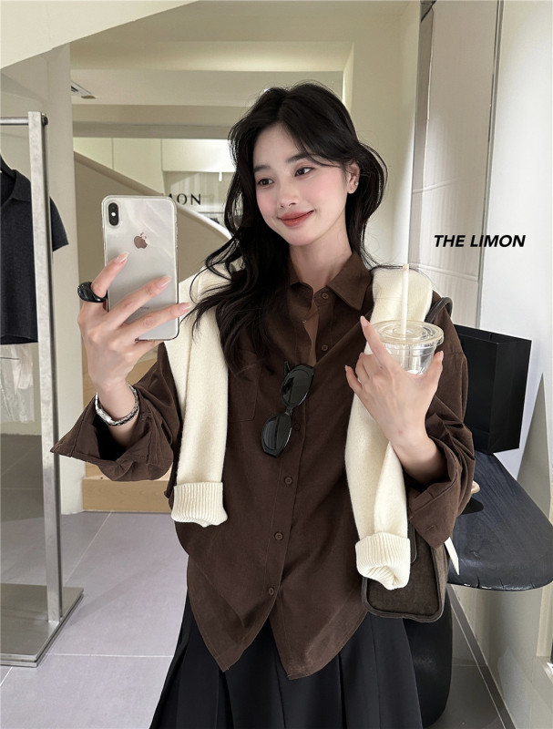 THE LIMON柠檬绿茶2025秋季衬衫穿搭百搭法式上衣宽松衬衣上衣女|undefined