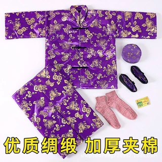 十月一寒衣节女高档棉衣加厚5件套冥衣加棉套装绸缎面料一件代发