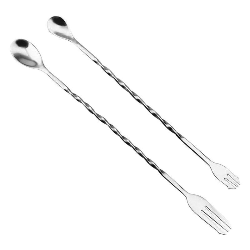 Cuchara de barra larga de acero inoxidable 304 mango largo barra de agitación coctelera coctel café leche té agitación cuchara barra espiral más