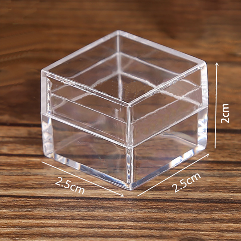 Caja de plástico cuadrado de alta transparente Douyu caja de alimentación mini caramelo Delgado cristal barro caja de embalaje al por mayor
