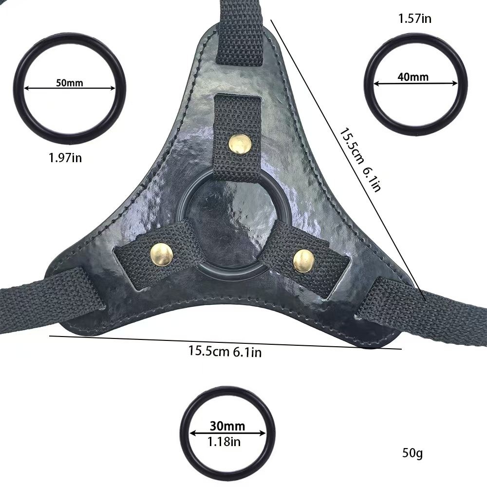 Strapless Strap-on Harness Pants with Suction Cup, Black PU Pull-Up Design — detail image 1