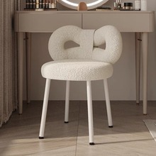网红奶油风设计师款化妆椅现代简约卧室蝴蝶结羊羔绒梳妆台凳椅子