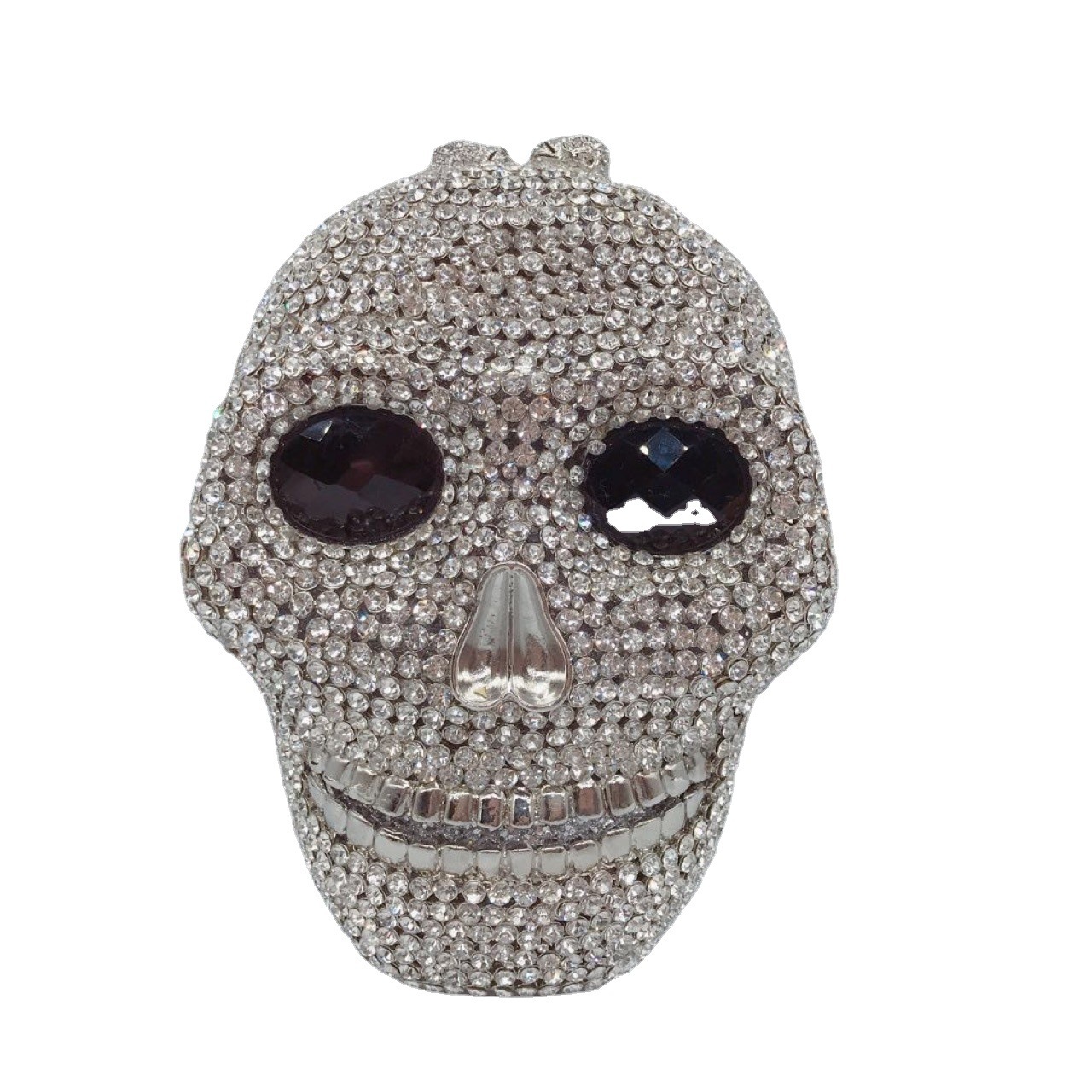 Bolsa de cena de diamantes de Halloween calavera de metal de diamantes de damas embrague de piedra plata